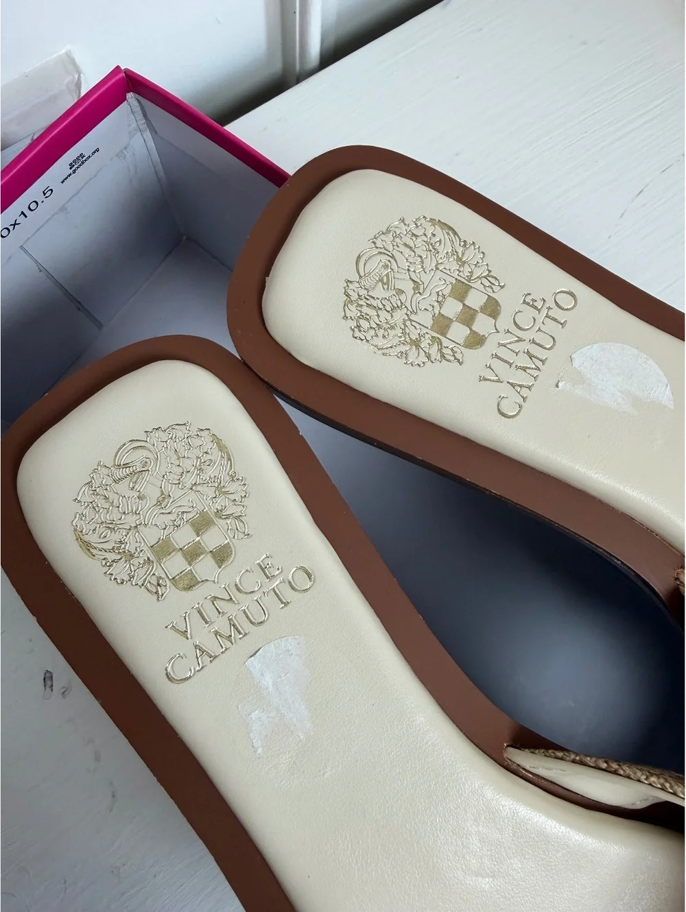 Vince Camuto NIB Women's Natural Multi Textured Slide Sandals Size 8.5M